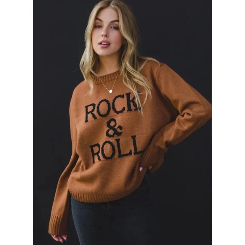 Panache Apparel Rock & Roll Sweater Brown Size XL
